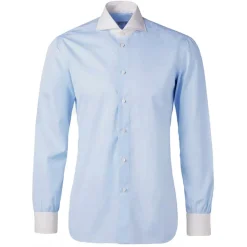 Viola Milano - Contrast Collar Cut-Away Collar Shirt - Blue/White - Handmade in Italy - Luxury Exclusive Collection - Avvenice
