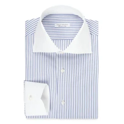 Viola Milano - Contrast Collar Shirt - Multi Stripe - Handmade in Italy - Luxury Exclusive Collection - Avvenice