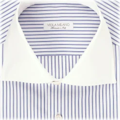Viola Milano - Contrast Collar Shirt - Multi Stripe - Handmade in Italy - Luxury Exclusive Collection - Avvenice