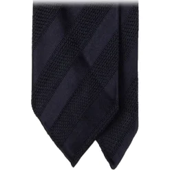 Viola Milano - Contrast Stripe 3-fold Grenadine Tie - Navy - Handmade in Italy - Luxury Exclusive Collection - Avvenice