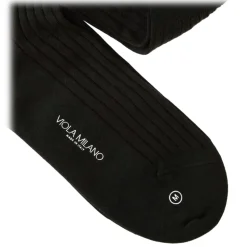 Viola Milano - Contrast Striped Over-The-Calf Cotton Socks - Forest/ Burgundy - Handmade in Italy - Luxury Exclusive Collection - Avvenice