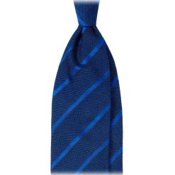 Viola Milano - Contrast Stripe 3-fold Grenadine Tie - Sky Mix - Handmade in Italy - Luxury Exclusive Collection - Avvenice