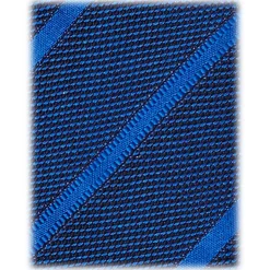 Viola Milano - Contrast Stripe 3-fold Grenadine Tie - Sky Mix - Handmade in Italy - Luxury Exclusive Collection - Avvenice