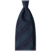 Viola Milano - Contrast Stripe 3-fold Grenadine Tie - Denim Mix - Handmade in Italy - Luxury Exclusive Collection - Avvenice