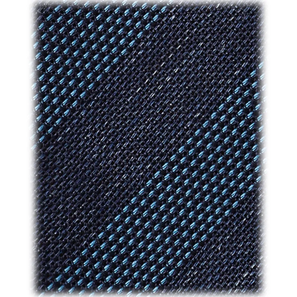 Viola Milano - Contrast Stripe 3-fold Grenadine Tie - Denim Mix - Handmade in Italy - Luxury Exclusive Collection - Avvenice