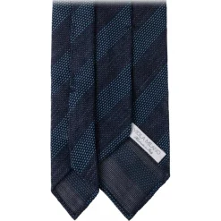Viola Milano - Contrast Stripe 3-fold Grenadine Tie - Denim Mix - Handmade in Italy - Luxury Exclusive Collection - Avvenice