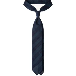 Viola Milano - Contrast Stripe 3-fold Grenadine Tie - Denim Mix - Handmade in Italy - Luxury Exclusive Collection - Avvenice