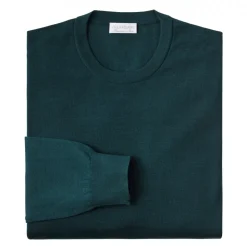 Viola Milano - Crew-Neck Merino Jumper - Forest - Handmade in Italy - Luxury Exclusive Collection - Avvenice