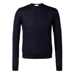 Viola Milano - Crew-Neck Merino Jumper - Navy - Handmade in Italy - Luxury Exclusive Collection - Avvenice
