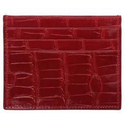 Viola Milano - Crocodile Credit Card Holder - Red - Handmade in Italy - Luxury Exclusive Collection - Avvenice