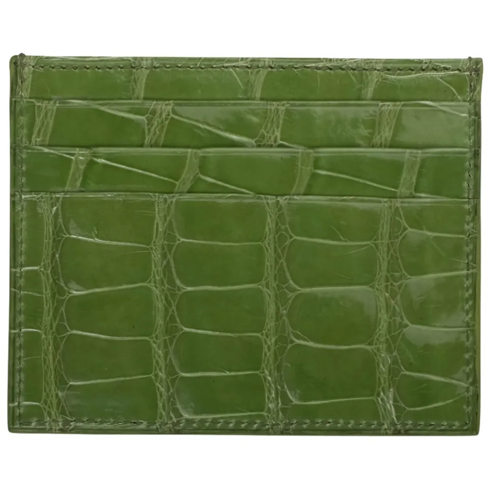 Viola Milano - Crocodile Credit Card Holder - Pistachio - Handmade in Italy - Luxury Exclusive Collection - Avvenice
