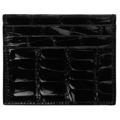 Viola Milano - Crocodile Credit Card Holder - Black - Handmade in Italy - Luxury Exclusive Collection - Avvenice