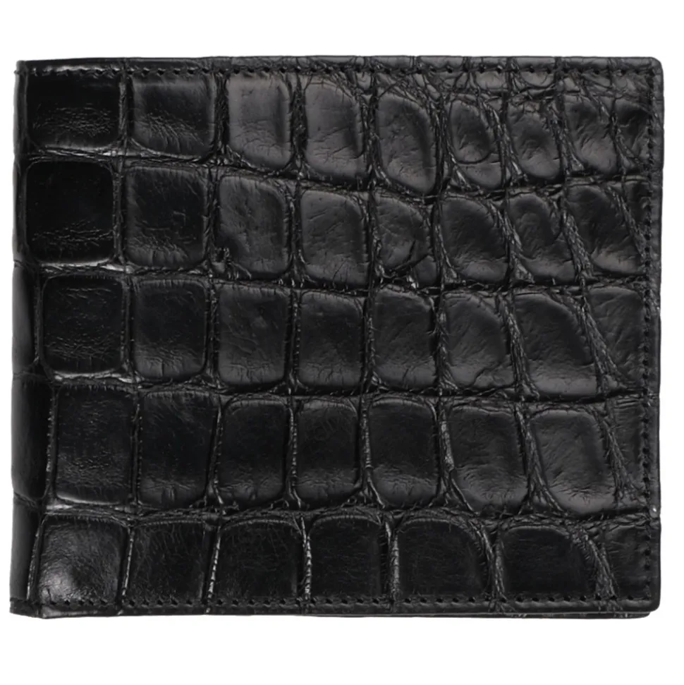Viola Milano - Crocodile Slim Wallet - Black - Handmade in Italy - Luxury Exclusive Collection - Avvenice