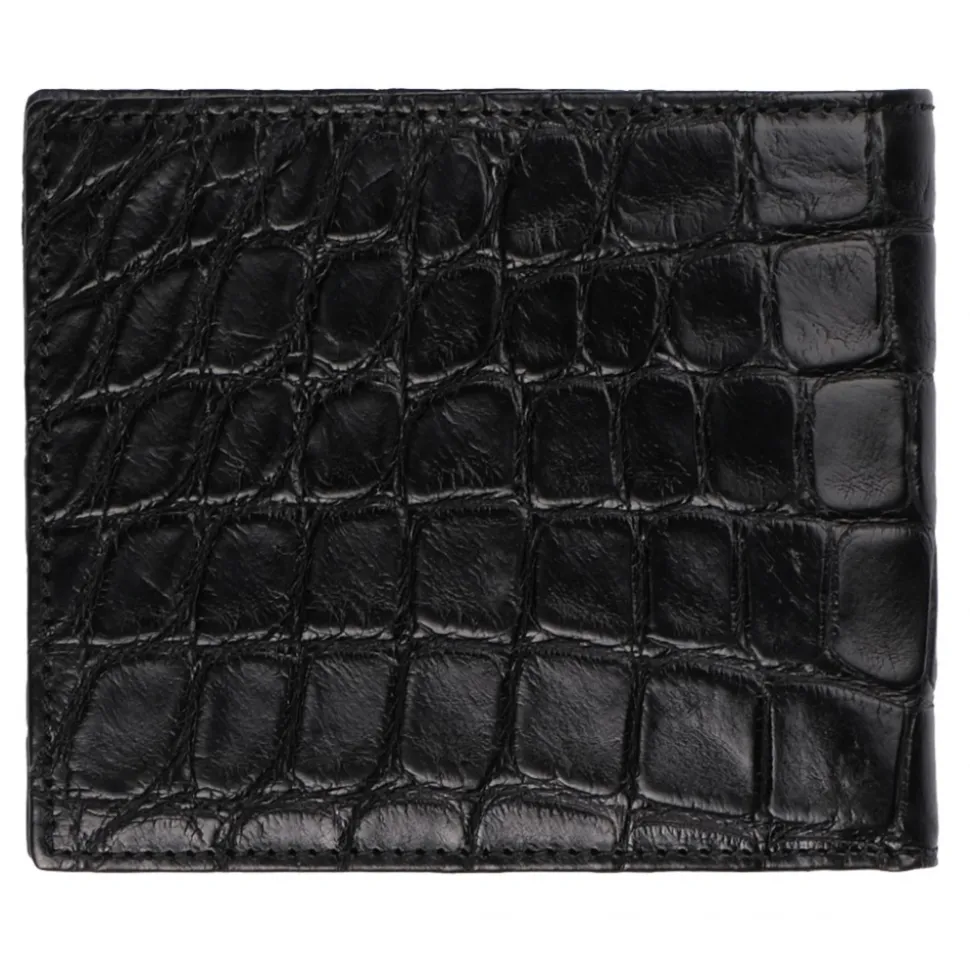 Viola Milano - Crocodile Slim Wallet - Black - Handmade in Italy - Luxury Exclusive Collection - Avvenice