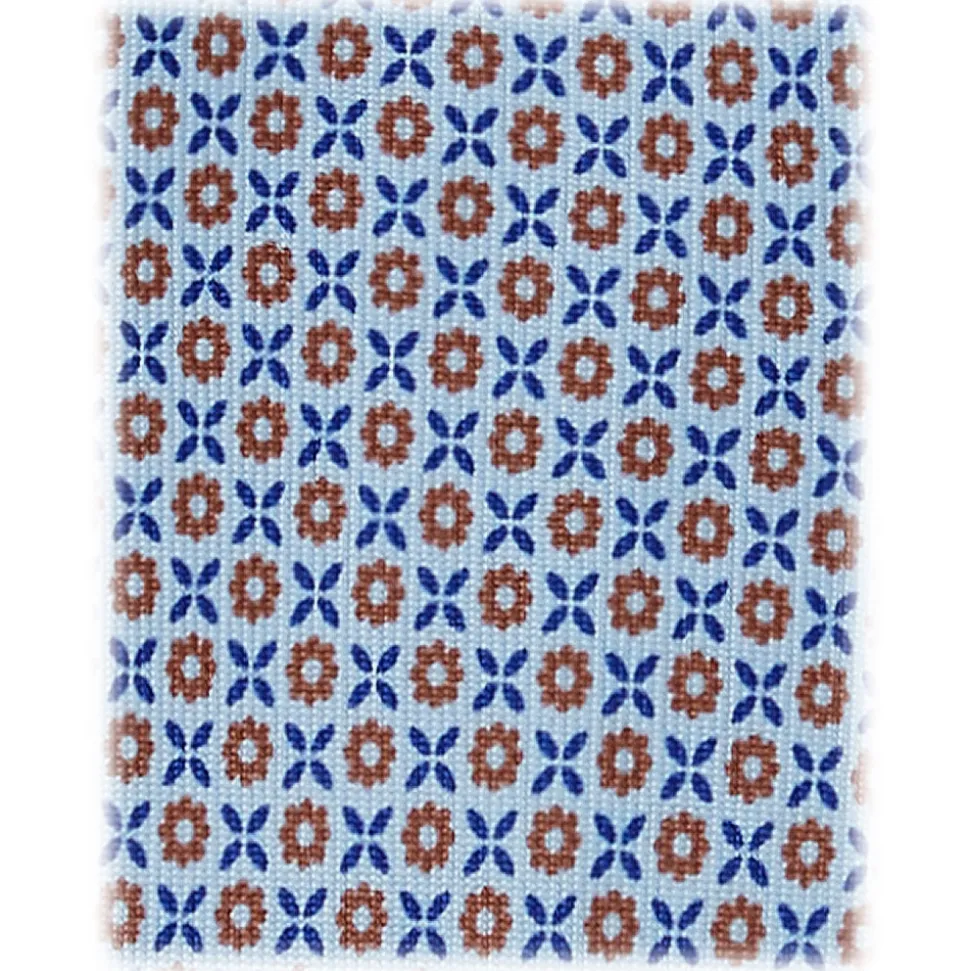 Viola Milano - Cross Floral Selftipped Italian Silk Tie - Light Blue - Handmade in Italy - Luxury Exclusive Collection - Avvenice