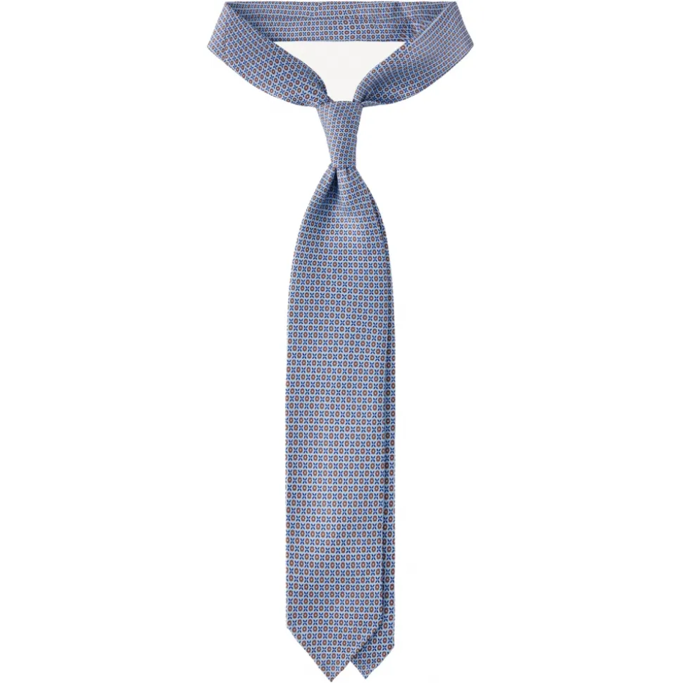 Viola Milano - Cross Floral Selftipped Italian Silk Tie - Light Blue - Handmade in Italy - Luxury Exclusive Collection - Avvenice