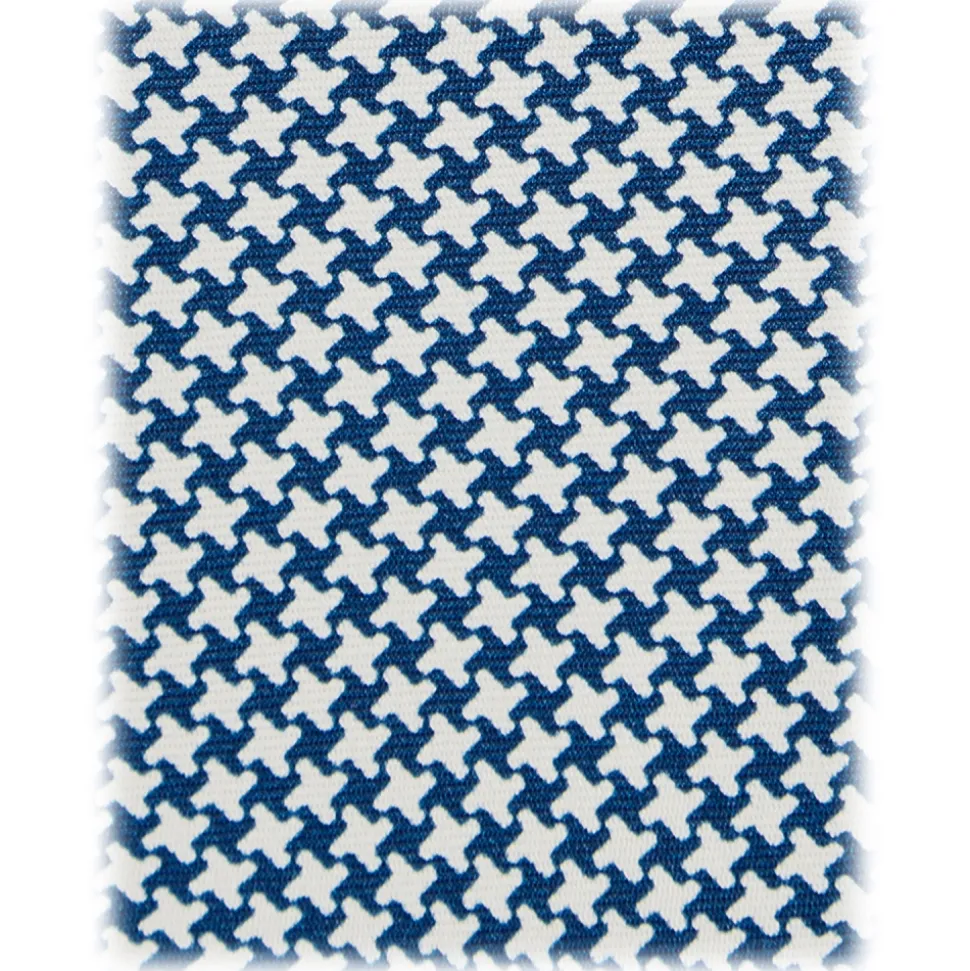 Viola Milano - Cross Pattern Selftipped Silk Tie - Navy/White - Handmade in Italy - Luxury Exclusive Collection - Avvenice