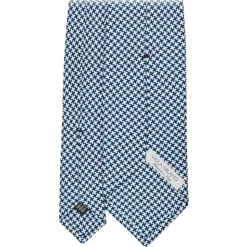 Viola Milano - Cross Pattern Selftipped Silk Tie - Navy/White - Handmade in Italy - Luxury Exclusive Collection - Avvenice