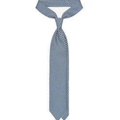 Viola Milano - Cross Pattern Selftipped Silk Tie - Navy/White - Handmade in Italy - Luxury Exclusive Collection - Avvenice