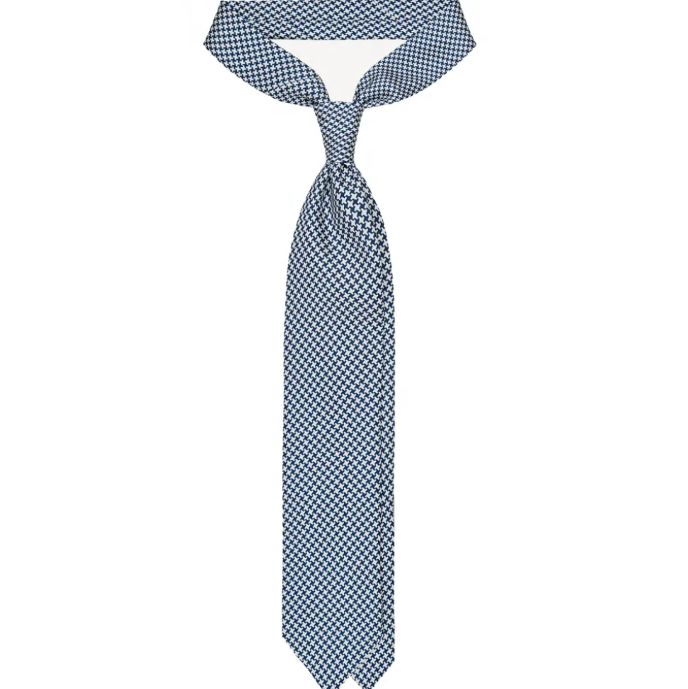 Viola Milano - Cross Pattern Selftipped Silk Tie - Navy/White - Handmade in Italy - Luxury Exclusive Collection - Avvenice