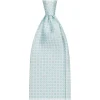 Viola Milano - Cross Pattern Handprinted Selftipped Silk Tie - Menthol/White - Handmade in Italy - Luxury Exclusive Collection - Avvenice