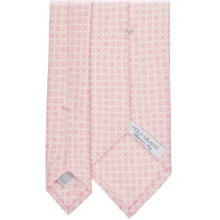 Viola Milano - Cross Pattern Handprinted Selftipped Silk Tie - Pink/White - Handmade in Italy - Luxury Exclusive Collection - Avvenice