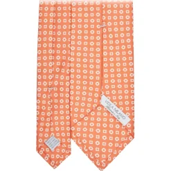 Viola Milano - Cube Pattern Selftipped Silk Tie - Orange - Handmade in Italy - Luxury Exclusive Collection - Avvenice