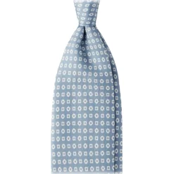 Viola Milano - Cube Pattern Selftipped Silk Tie - Ice Blue - Handmade in Italy - Luxury Exclusive Collection - Avvenice