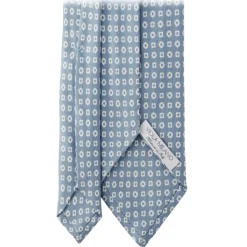 Viola Milano - Cube Pattern Selftipped Silk Tie - Ice Blue - Handmade in Italy - Luxury Exclusive Collection - Avvenice
