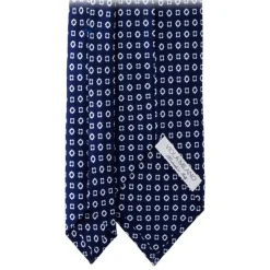 Viola Milano - Cube Pattern Selftipped Silk Tie - Navy - Made in Italy - Luxury Exclusive Collection - Avvenice