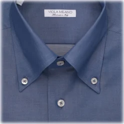 Viola Milano - Denim Chambray Shirt - Handmade in Italy - Luxury Exclusive Collection - Avvenice
