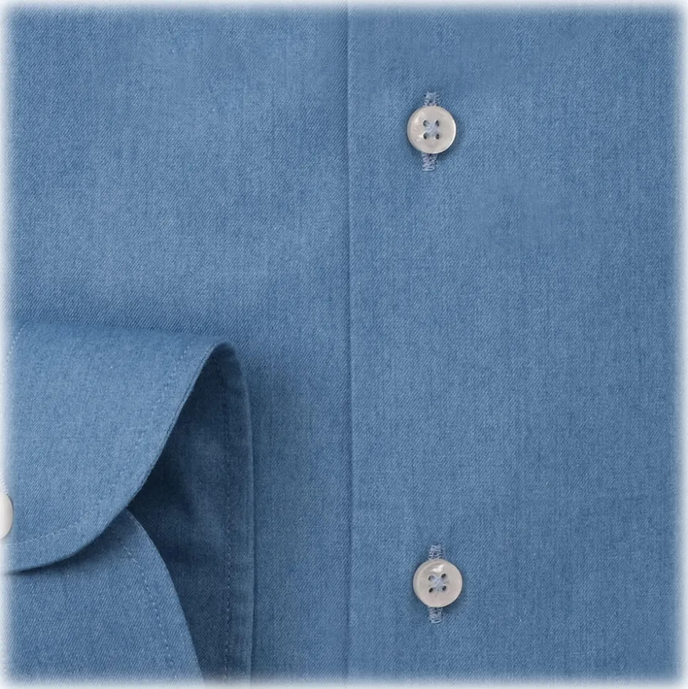 Viola Milano - Denim Shirt - Denim - Handmade in Italy - Luxury Exclusive Collection - Avvenice