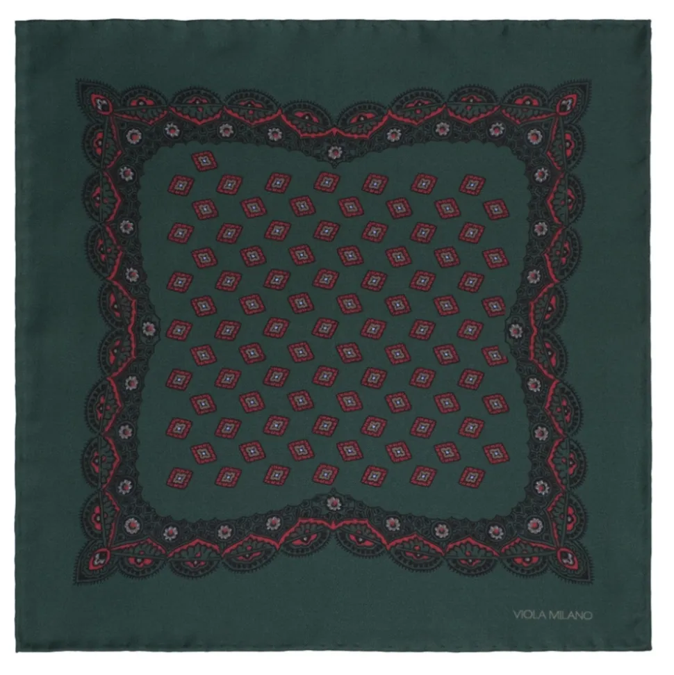 Viola Milano - Diamond Archive Printed Silk Pocket Square - Forest Mix - Handmade in Italy - Luxury Exclusive Collection - Avvenice
