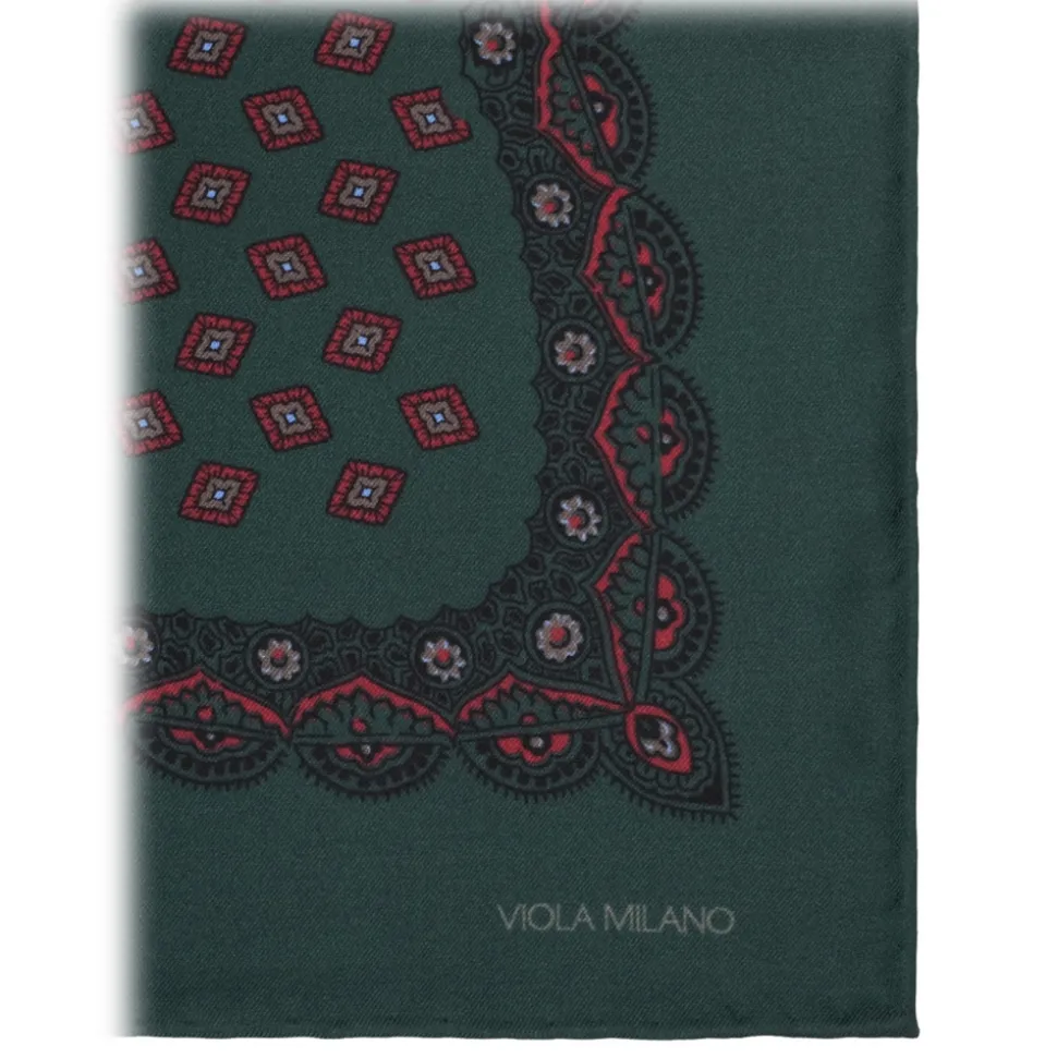 Viola Milano - Diamond Archive Printed Silk Pocket Square - Forest Mix - Handmade in Italy - Luxury Exclusive Collection - Avvenice