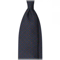 Viola Milano - Diamond Floral Handprinted Ancient Madder Silk Tie - Sea - Made in Italy - Luxury Exclusive Collection - Avvenice