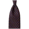 Viola Milano - Diamond Floral Handprinted Ancient Madder Silk Tie – Navy Mix - Made in Italy - Luxury Exclusive Collection - Avvenice