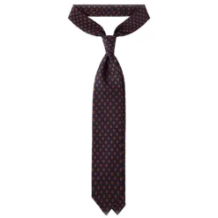 Viola Milano - Diamond Floral Handprinted Ancient Madder Silk Tie – Navy Mix - Made in Italy - Luxury Exclusive Collection - Avvenice