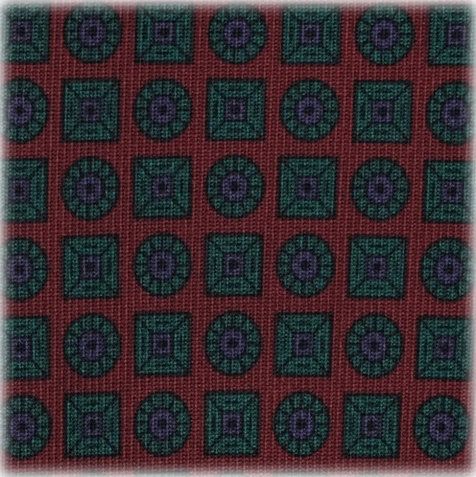 Viola Milano - Diamond Floral Handprinted Ancient Madder Silk Tie - Wine - Made in Italy - Luxury Exclusive Collection - Avvenice