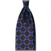 Viola Milano - Diamond Flower Handprinted Ancient Madder Silk Tie - Sea - Made in Italy - Luxury Exclusive Collection - Avvenice