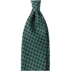 Viola Milano - Diamond Floral Selftipped Italian Silk Tie - Green - Made in Italy - Luxury Exclusive Collection - Avvenice