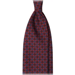 Viola Milano - Diamond Floral Handprinted Ancient Madder Silk Tie - Red - Made in Italy - Luxury Exclusive Collection - Avvenice