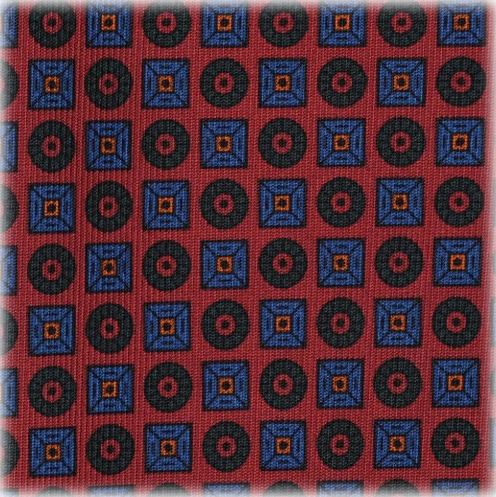 Viola Milano - Diamond Floral Handprinted Ancient Madder Silk Tie - Red - Made in Italy - Luxury Exclusive Collection - Avvenice