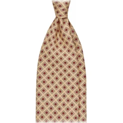 Viola Milano - Diamond Pattern 3-Fold Handprinted Selftipped Silk Tie - Yellow - Handmade in Italy - Luxury Exclusive Collection - Avvenice