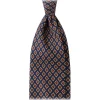 Viola Milano - Diamond Pattern 3-Fold Handprinted Selftipped Silk Tie - Navy - Handmade in Italy - Luxury Exclusive Collection - Avvenice
