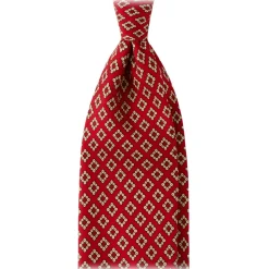 Viola Milano - Diamond Pattern 3-Fold Selftipped Silk Tie - Red Mix - Handmade in Italy - Luxury Exclusive Collection - Avvenice