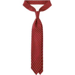 Viola Milano - Diamond Pattern 3-Fold Selftipped Silk Tie - Red Mix - Handmade in Italy - Luxury Exclusive Collection - Avvenice