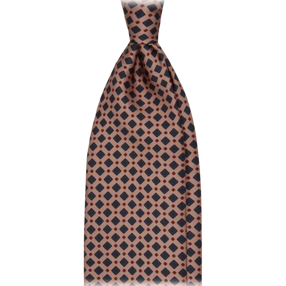 Viola Milano - Diamond Pattern Selftipped Silk Tie - Sand - Handmade in Italy - Luxury Exclusive Collection - Avvenice