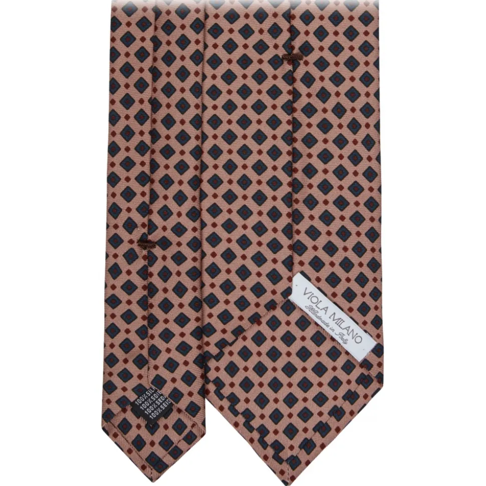 Viola Milano - Diamond Pattern Selftipped Silk Tie - Sand - Handmade in Italy - Luxury Exclusive Collection - Avvenice