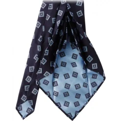 Viola Milano - Diamond Pattern Handrolled Woven Silk Tie - Navy/Sea - Handmade in Italy - Luxury Exclusive Collection - Avvenice