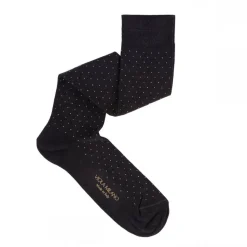 Viola Milano - Dot Over-the-Calf Cotton and Silk Socks - Grey Mix - Handmade in Italy - Luxury Exclusive Collection - Avvenice